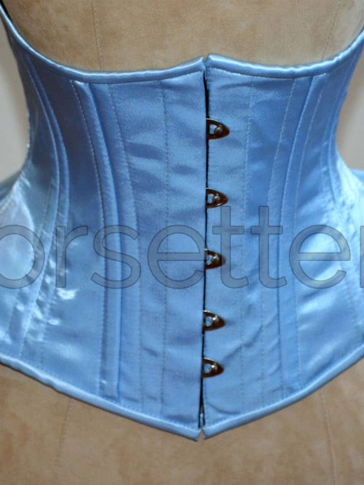 Espartilho de baixo busto de cetim desossado em aço duplo, Steampunk Gótico por atacado de corsettery