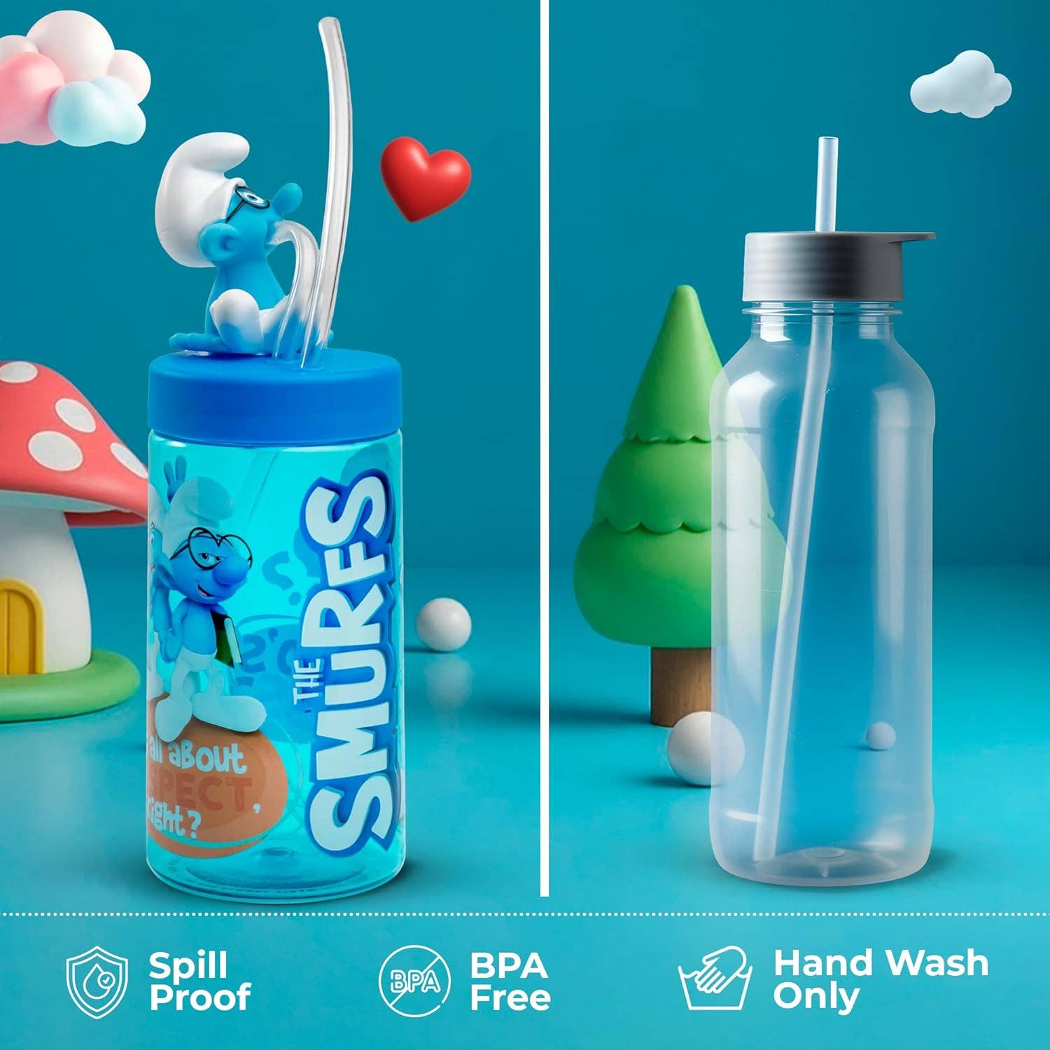 SRM Entertainment – wholesale Dricksglas och koppar – Barn och baby – Barnvattenflaskor Brainy Smurf Sip with Me 12oz4