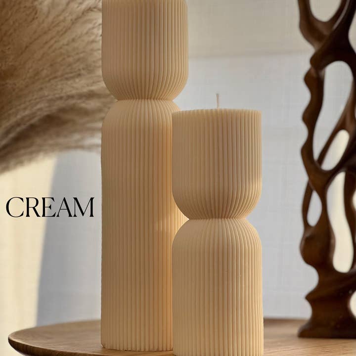 Estelle Studio - Wholesale Pillar candle - Ribbed Hourglass Pillar Candle1