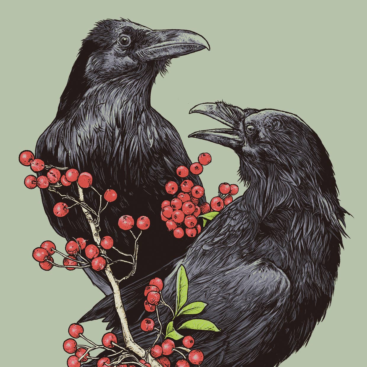 Brook Isle – Engroshandel Hverdagshilsen kort – To Ravens 5x7 Enkelt Notecard1