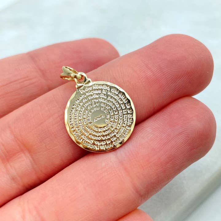 Luxus Accessories - Wholesale Individual Charm/Pendant - 18k Gold Filled Our Lord Prayer Spanish Charm, Oracion Padre Nuestro Charm, Our Father Prayer Charm, Christian Lord's Prayer Engraved2