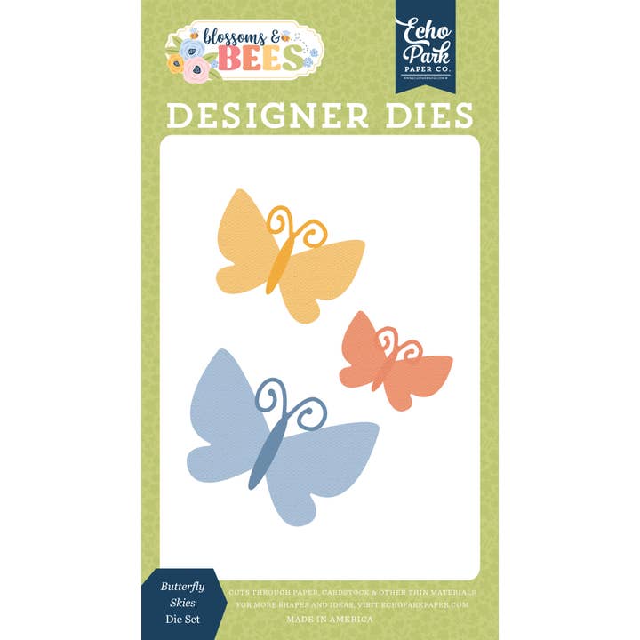 Echo Park Paper Co. – material para artesanato por atacado – Flores e Abelhas: Conjunto de Cortantes Pequenos Céus de Borboletas