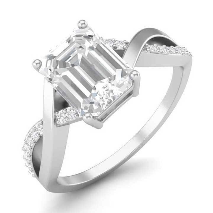 Anello in Moissanite Ottagonale 8x6MM in Argento Sterling 925 per la vendita all'ingrosso da parte di Star Joya