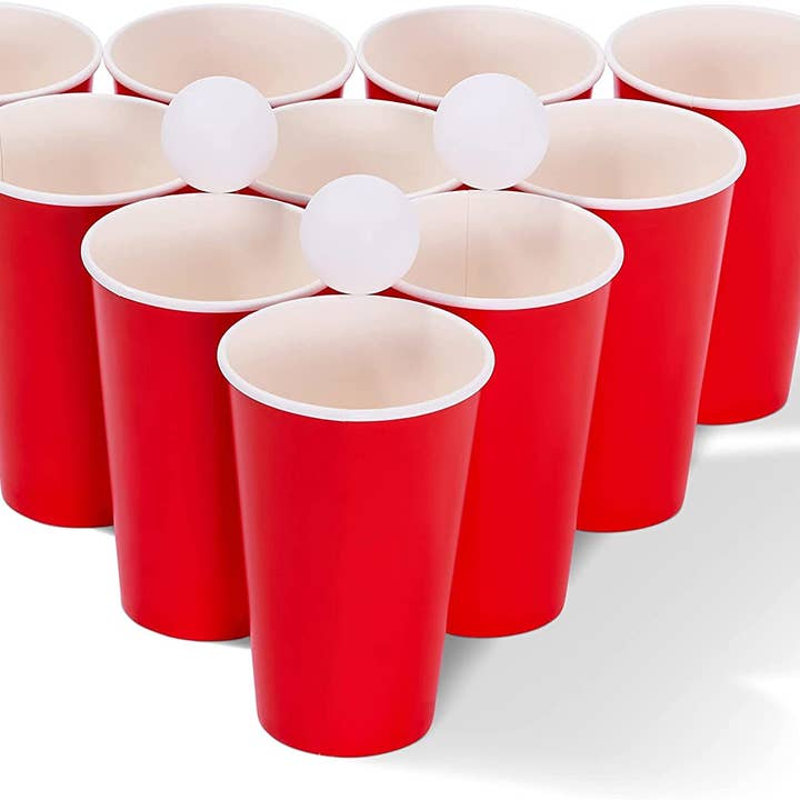 The Twiddlers – wholesale Engångskopp – öl pong dricka spel set: 100 röda plastkoppar och 15 Bal