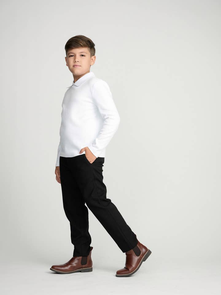 Weißes Top mit Kragen (Langarm) für den Großhandel von Mofi Boys Clothing