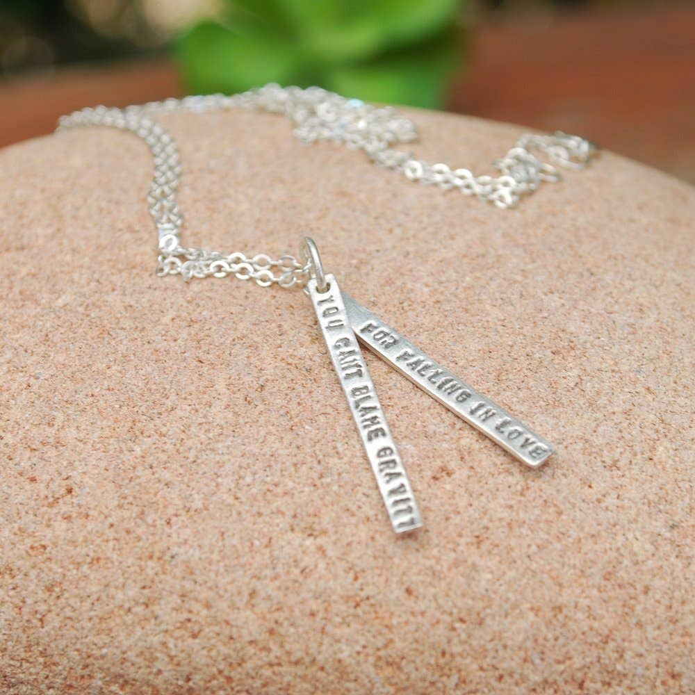 Chocolate and Steel - Wholesale Pendant/Charm Necklace - You Can't Blame Gravity for Falling in Love - Albert Einstein quote necklace3