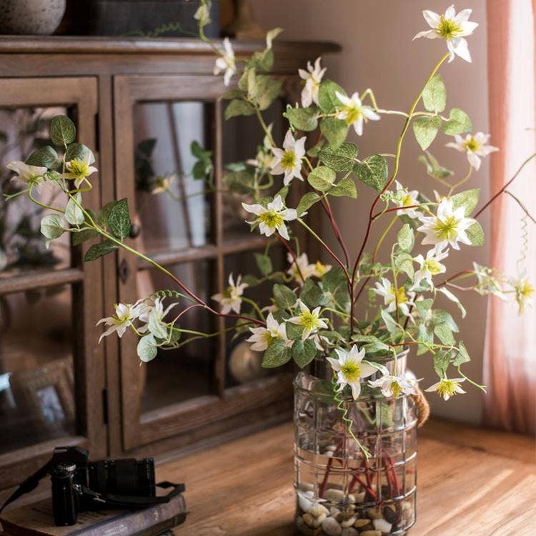 Rustic Reach - Wholesale Artificial Flowers - German Clematis Flower Stem in White 40" Tall3