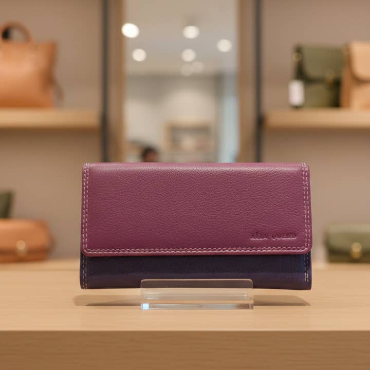 Genuine Ladies Leather Wallet RFID – Pink and Purple for wholesale by Alta Quero