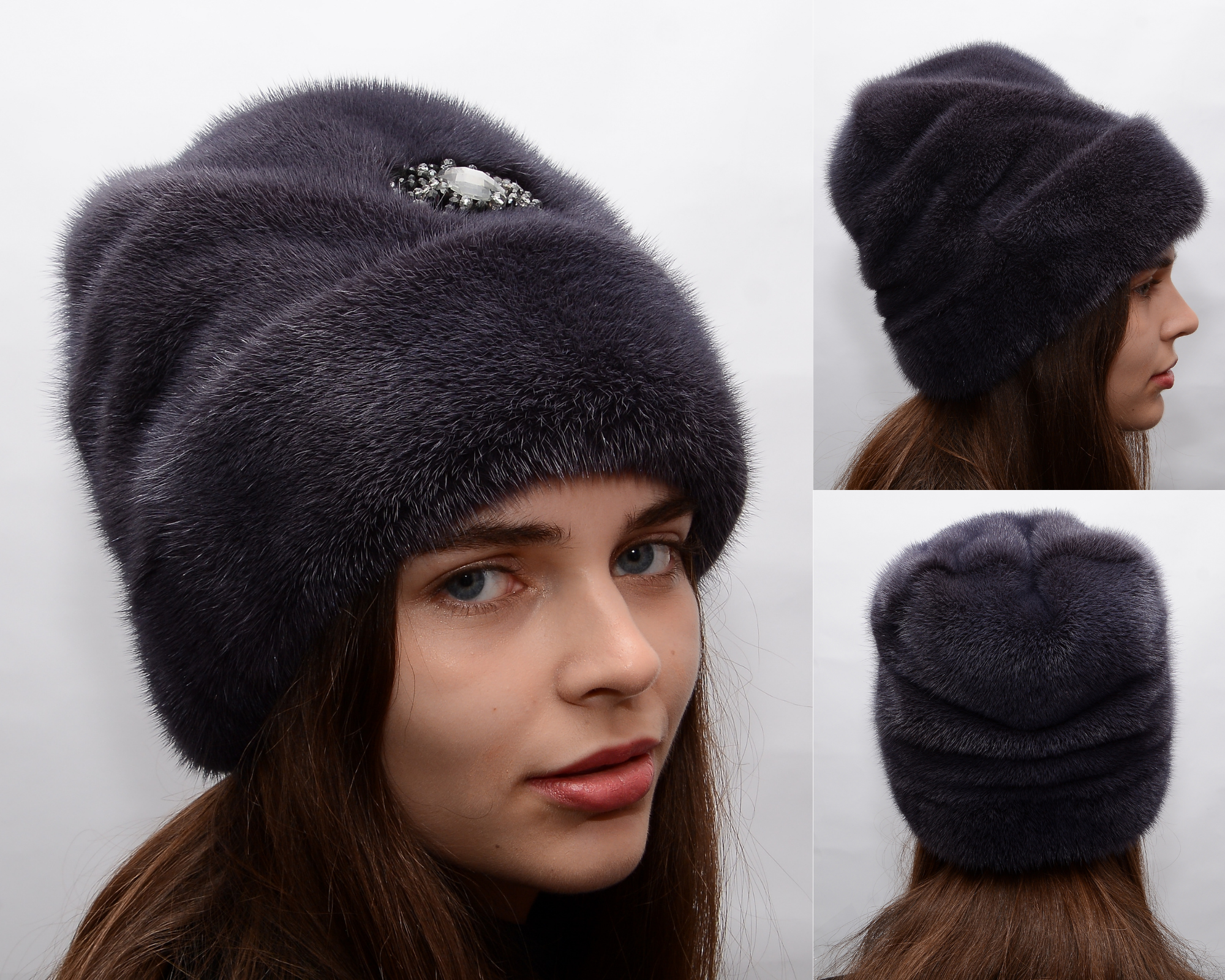 FurStyleUa – Casaco de pele/imitação de pele - Mulher por atacado – Chapéu de Pele de Visão Feminino Inverno Luxo Chapéus de Pele de Visão Verdadeira4