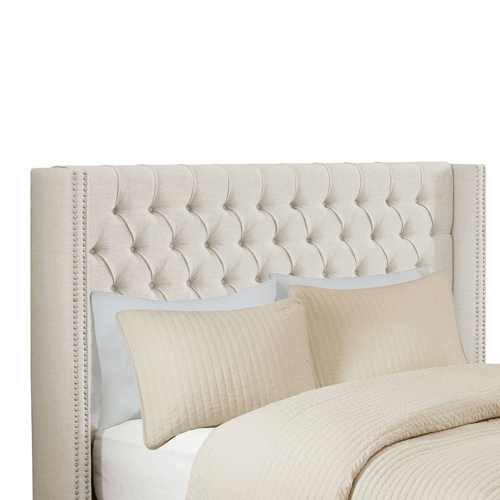 Olliix - Wholesale Headboard - Upholstered Winged Tufted Bed Headboard, Cream *5