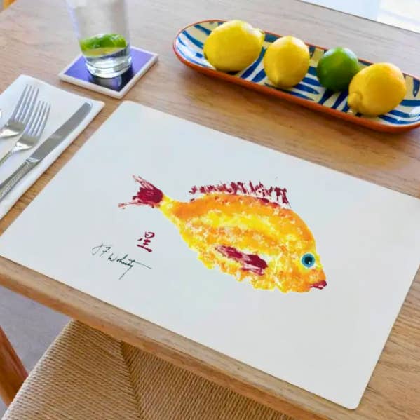 Yellow Red Scup Placemat | Nautical Holiday Table Decor for wholesale by Fish Aye Trading