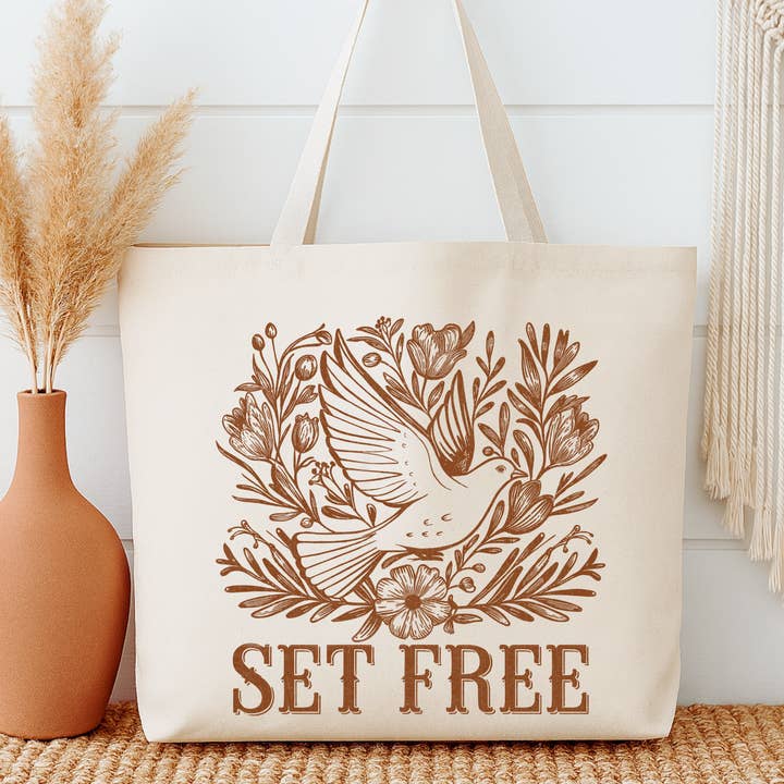 ATTA TOOD LLC - Wholesale Tote Bag - Women's - Set Free Faithbased Tote | Religious Gift | Dove Book Bag2