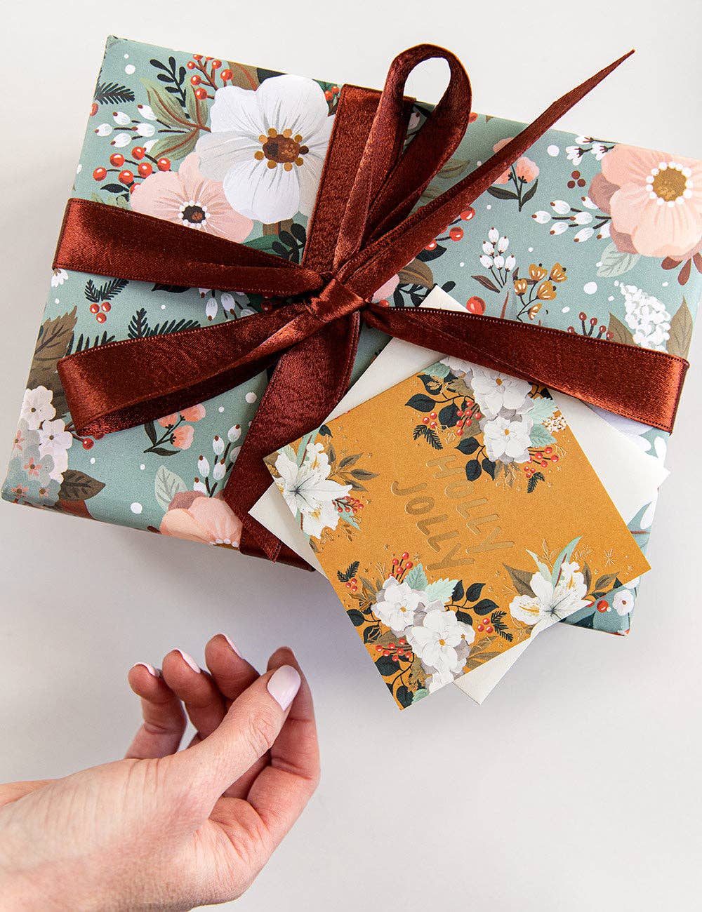 Bespoke Letterpress - Wholesale Flat Wrap - Christmas Ornaments / Floral Fields 6pk Gift Wrap5