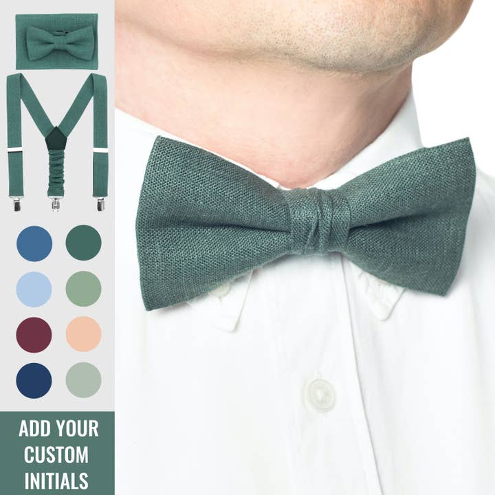 Pajarita verde bosque personalizada para boda color verde cazador para venta al por mayor de DucksnFoxes