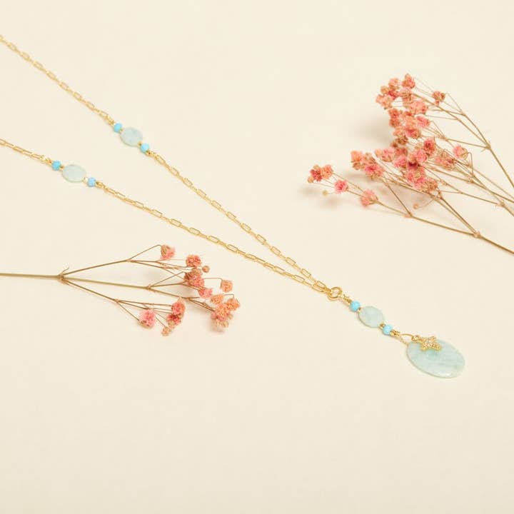 COLAR LONGO AMAZONITA TURCA DO BRASIL por atacado de Une A Une