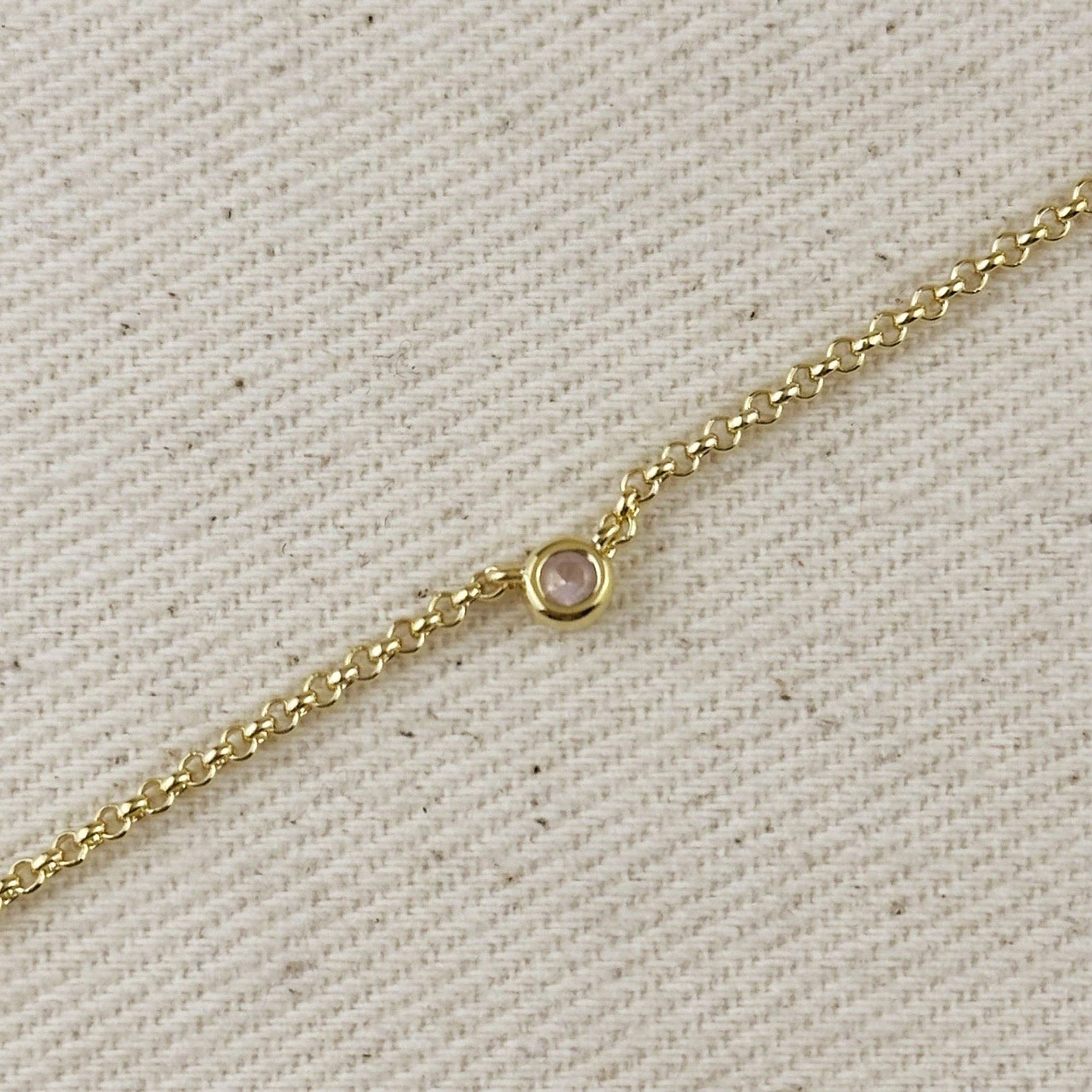 GoldFi - Wholesale Pendant/Charm Necklace - 18k Gold Filled Dainty Bezel CZ Birthstone Necklace9