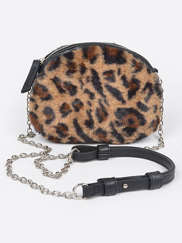 Tiger Print Fur Zip Crossbody Bag for wholesale by Shop Neighbors