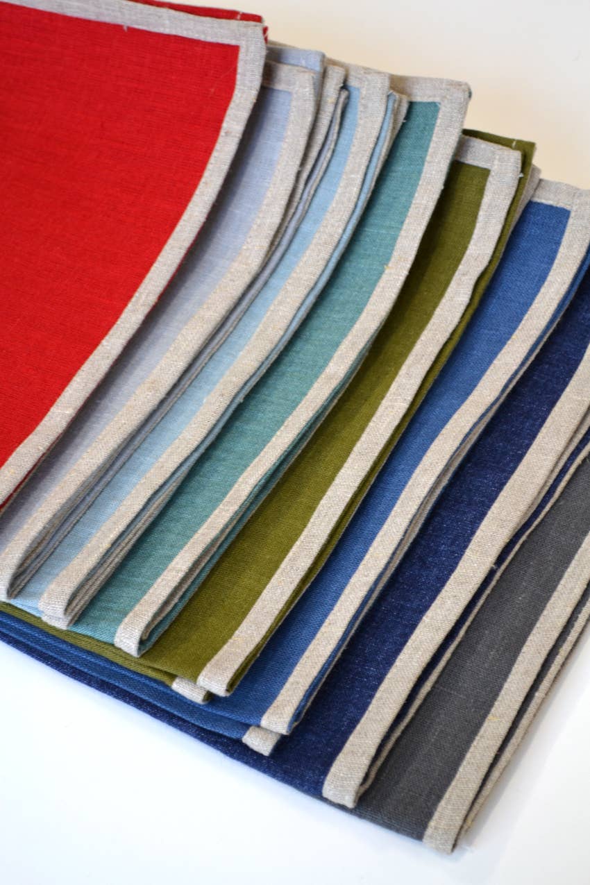 Linen Way Inc. - Wholesale Dinner & Cloth Napkin - Laurel Linen Napkin with Natural Border - Available 8 Colors10