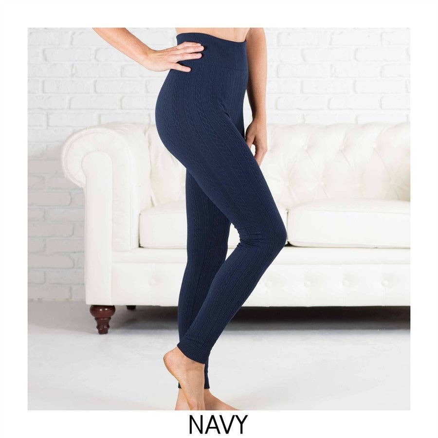 Truly Contagious - Venta al por mayor Leggings modernos - Mujer - Leggings forrados en forro polar de punto trenzado (TX200)6