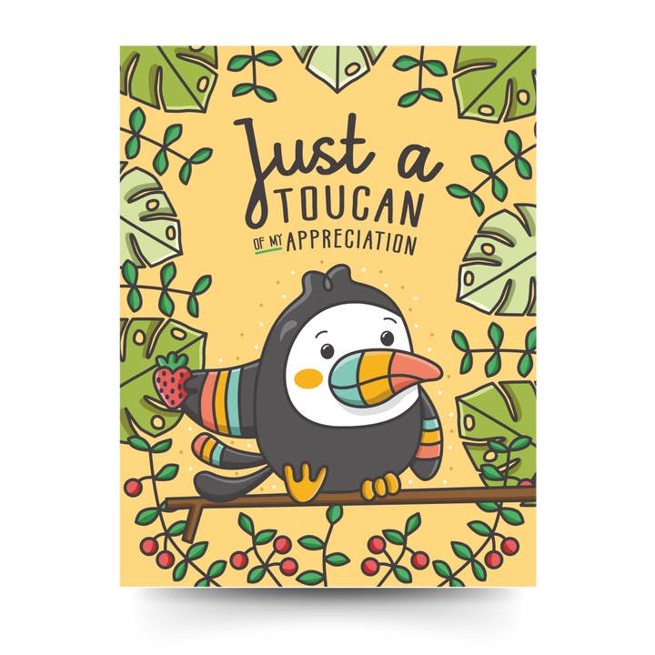 Dankeskarte & Tukan-Charakter für den Großhandel von The Kindness Company
