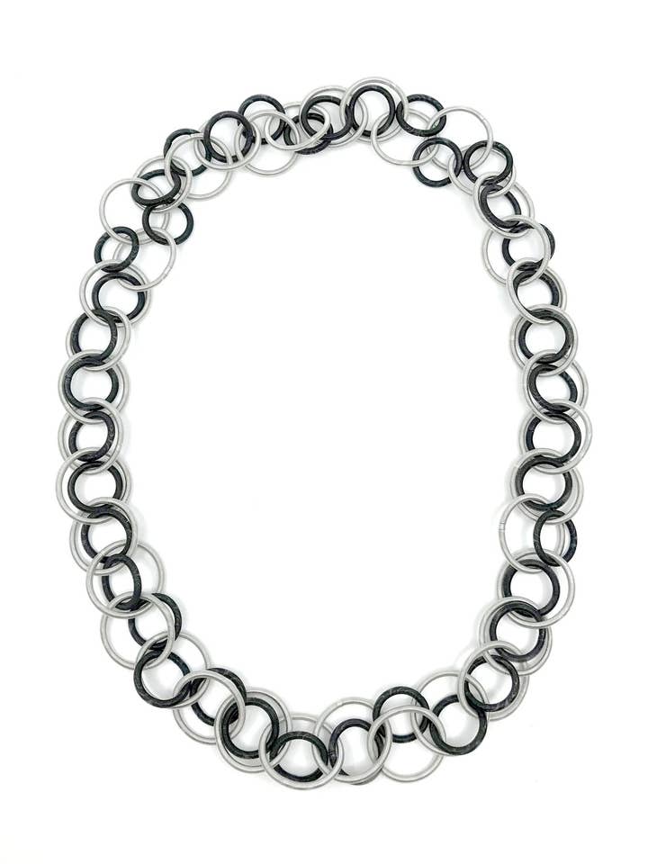 L7H - Silver/Black Long Multi Loop Necklace for wholesale by Sea Lily
