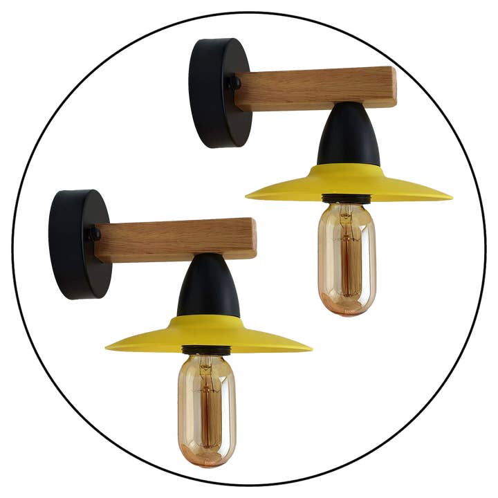 2 Pack Yellow Modern Vintage Wood Wall Light fixtures for wholesale by Ledsone