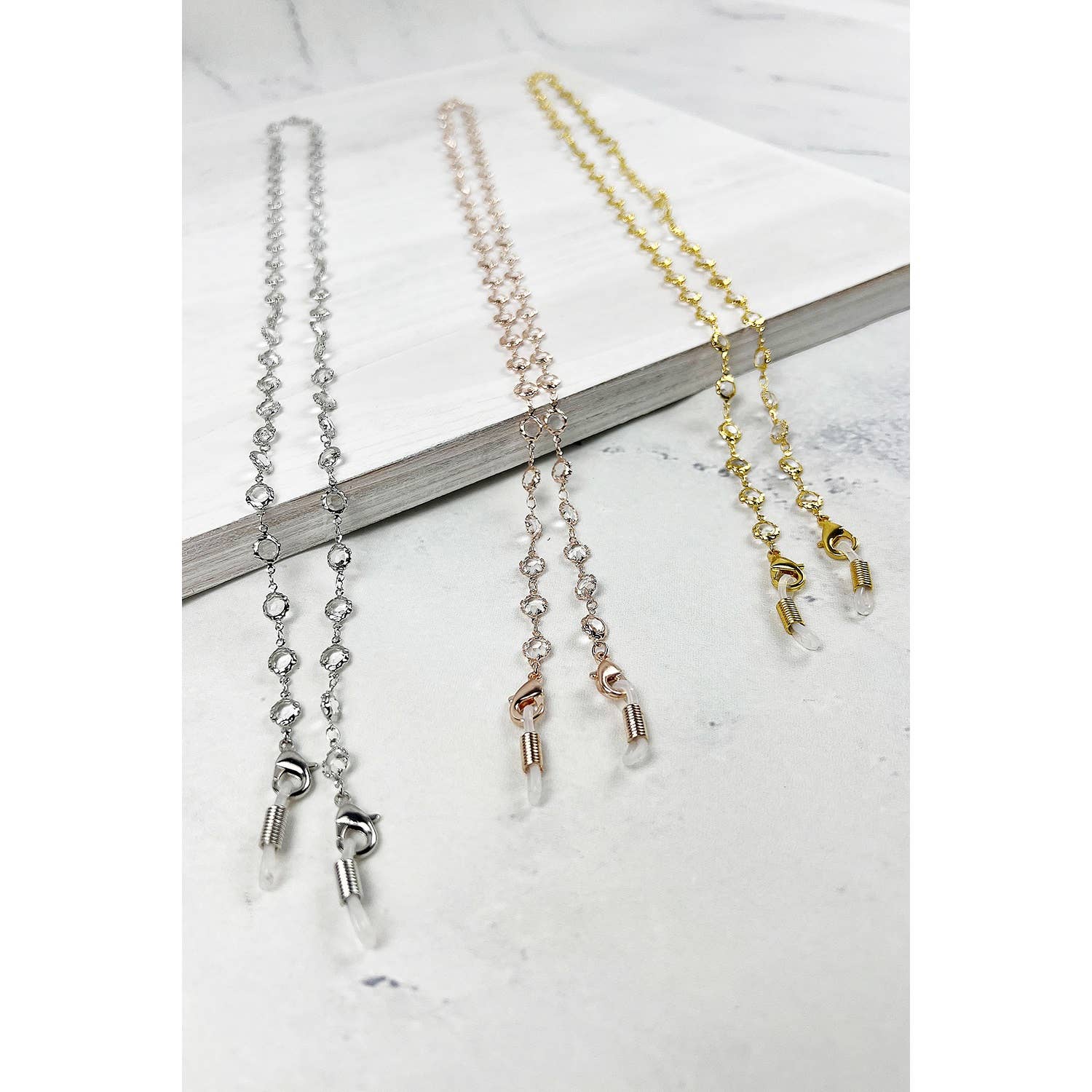 ASSORTED PRETY CLEAR STONE FACE MASK LANYARD AND EYEGLASSES LANYARD for wholesale on Faire2