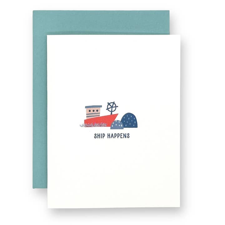SHIP HAPPENS - Hand Glittered Greeting Card for wholesale by Seaside + Sunshine Greetings