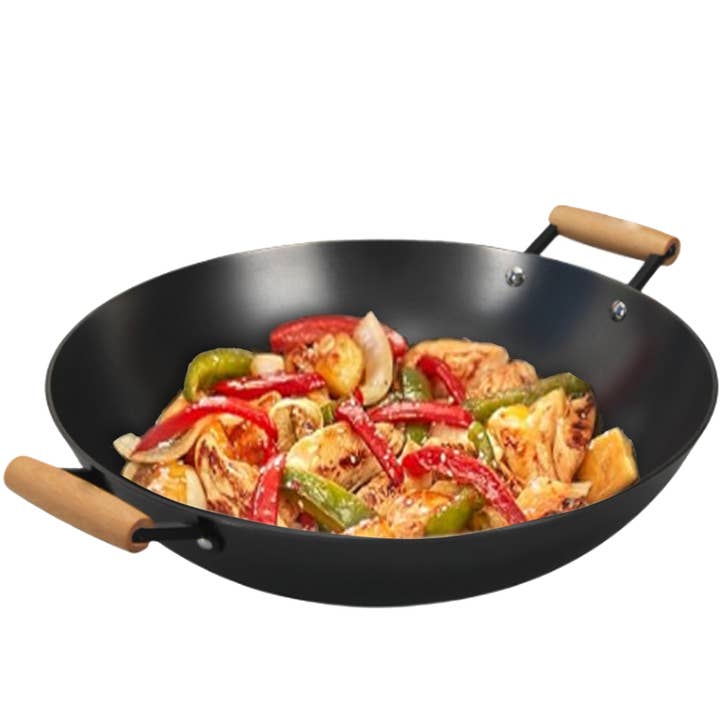 Cuisiland 14” Nitrided Cast Iron Wok – Double-Handle Skillet, Rust-Resistant, Naturally Non-Stick, Beechwood Handles, Classic Cast Iron Heat Retention for Stir-Frying for wholesale by Best-Z Trading Inc.