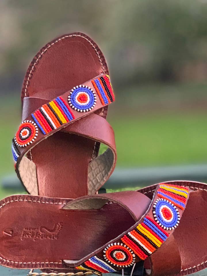 Jane Handmade Beaded Sandals - Outdoor-Inspired Ethical Footwear with Maasai Beadwork for wholesale by Her Best Foot Forward