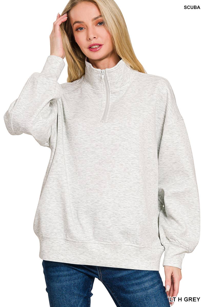 42POPS – wholesale Sweatshirt - Dam – , 0925 Scuba Half Zip Pullover med fickor SI-270413