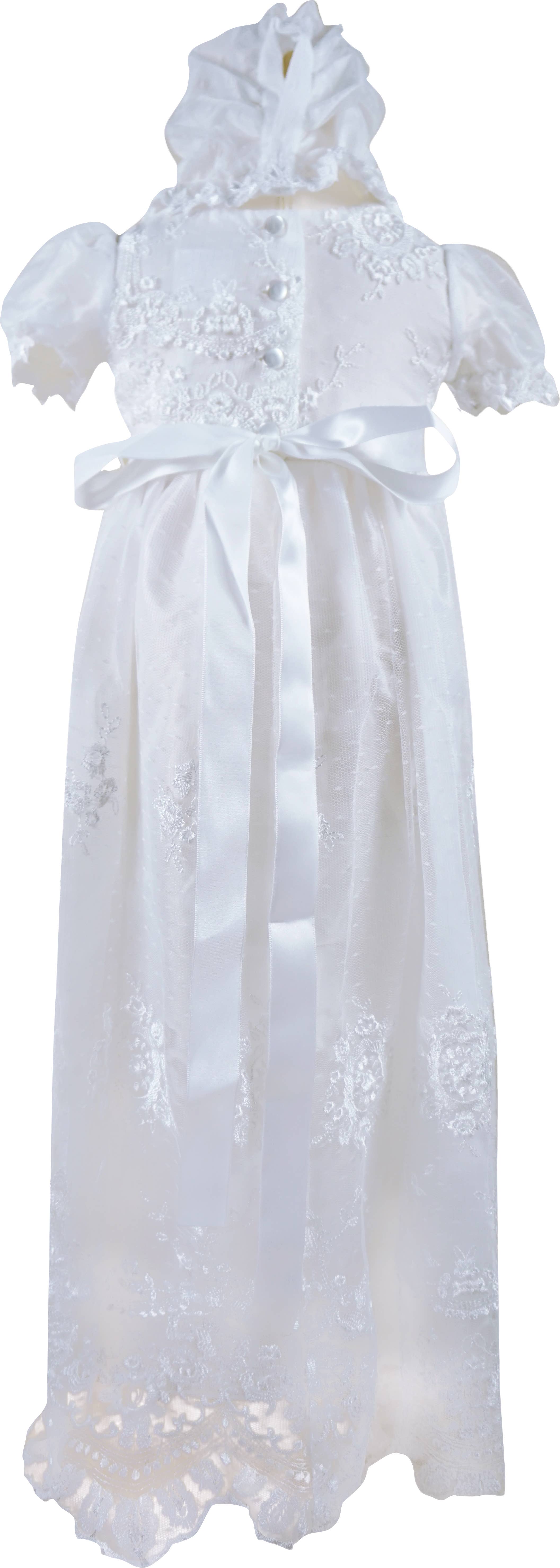 Angeline Kids - Wholesale Dress Set - Baby - Baby Infant Girls Christening Baptism Lace Dress With Bonnet3