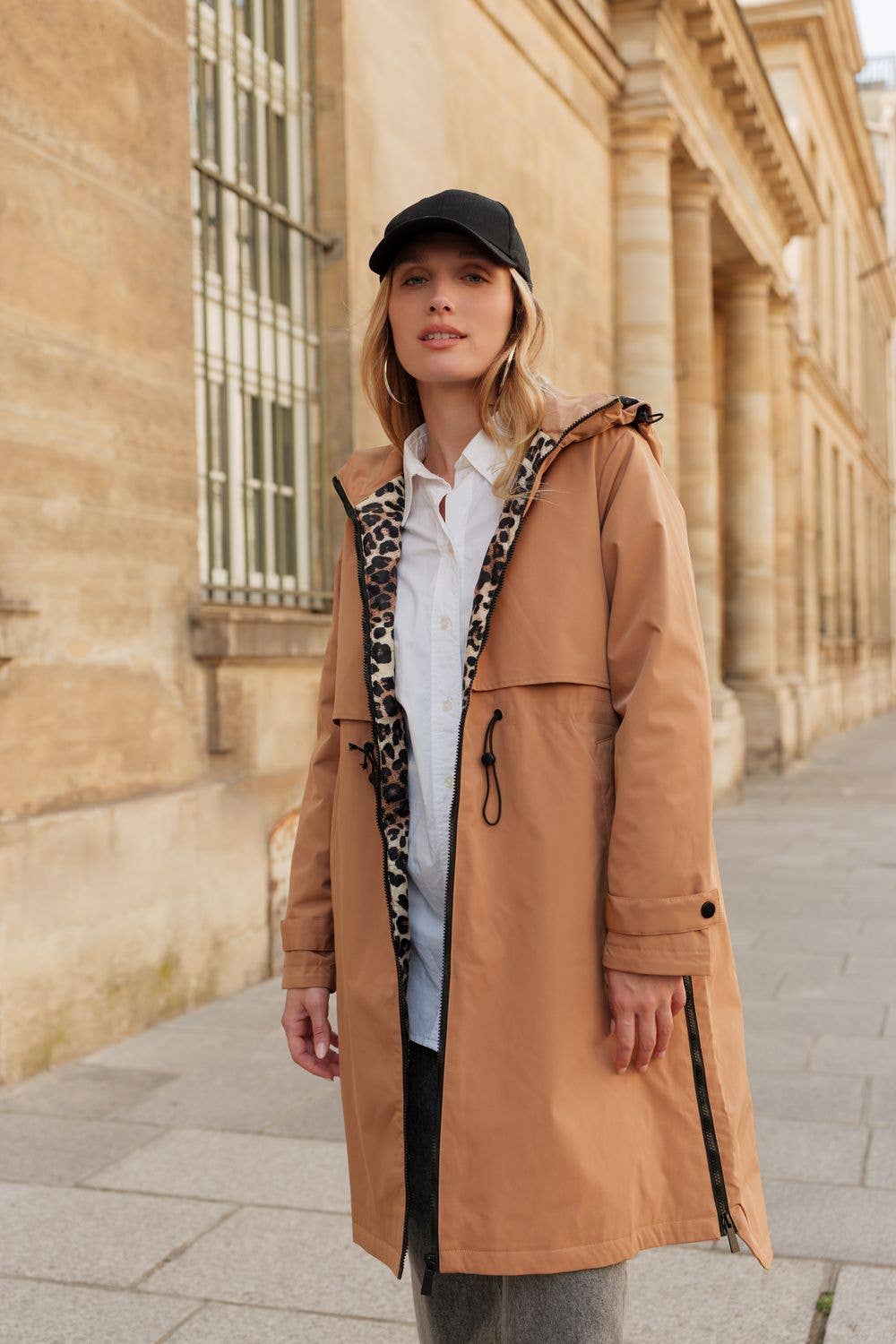 Attrait Paris - Wholesale Windbreaker - Women's - Leopard lined waterproof long jacket21