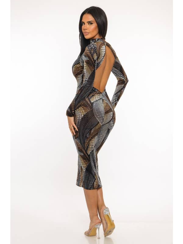 Black Brown SERPENT MUSE DRESS for wholesale on Faire2