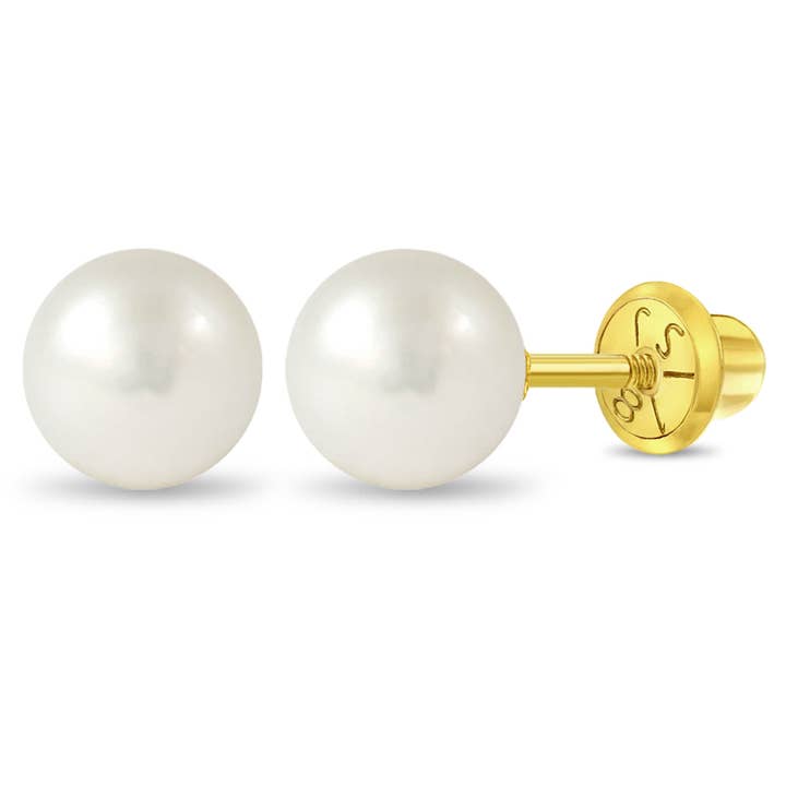 18k Gold Classic Freshwater Pearl 3-6mm Baby/Toddler Earring for wholesale by In Season Jewelry