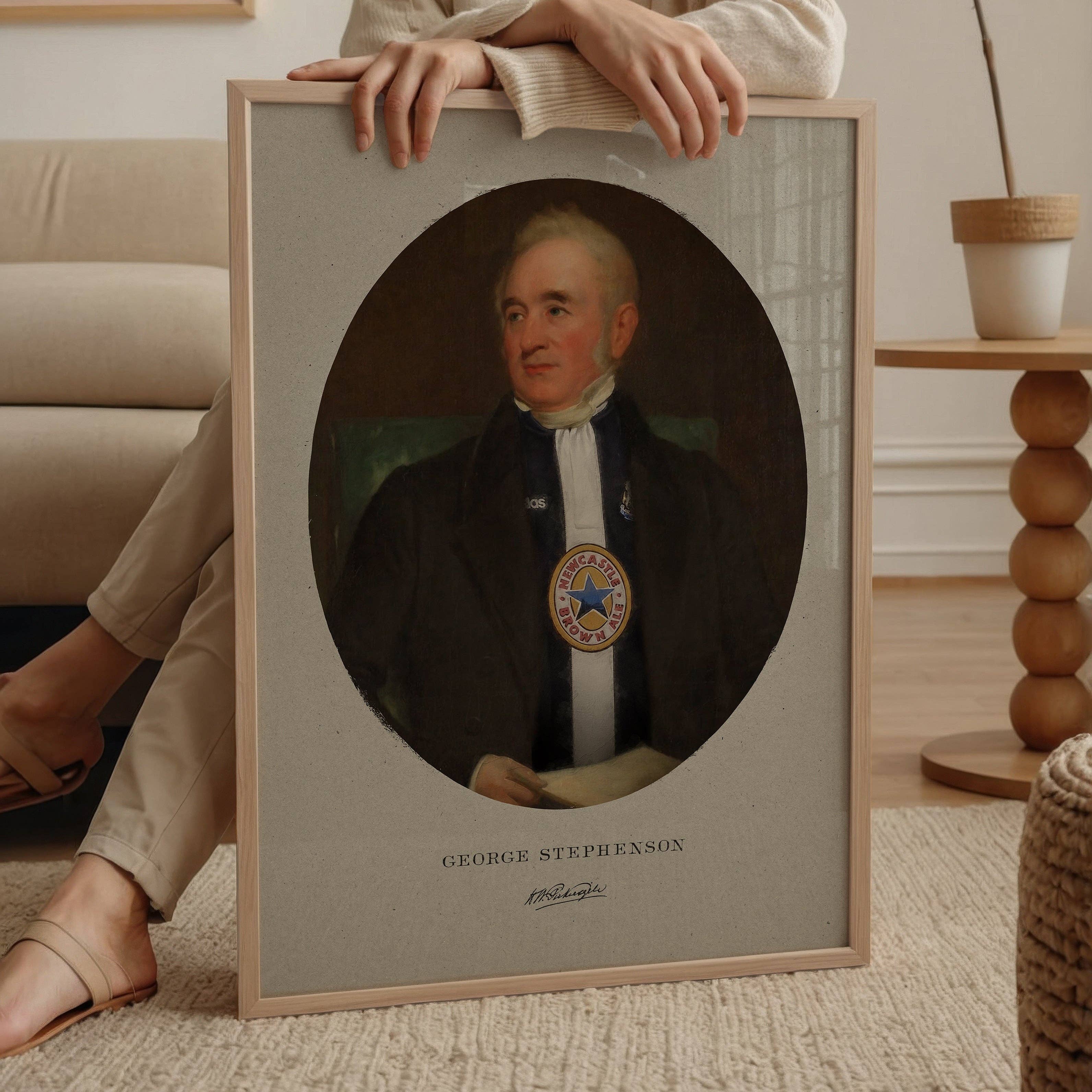 Ink & Drop – Engroshandel Kunsttryk – George Stephenson i en Newcastle-trøje print7