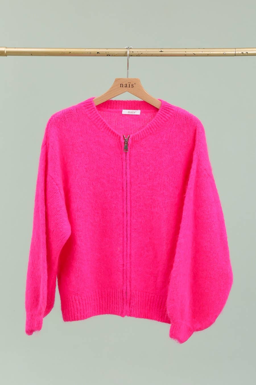 NAÏS PARIS - Vente Cardigan – femme - Cardigan col rond zippé en mohair et laine6