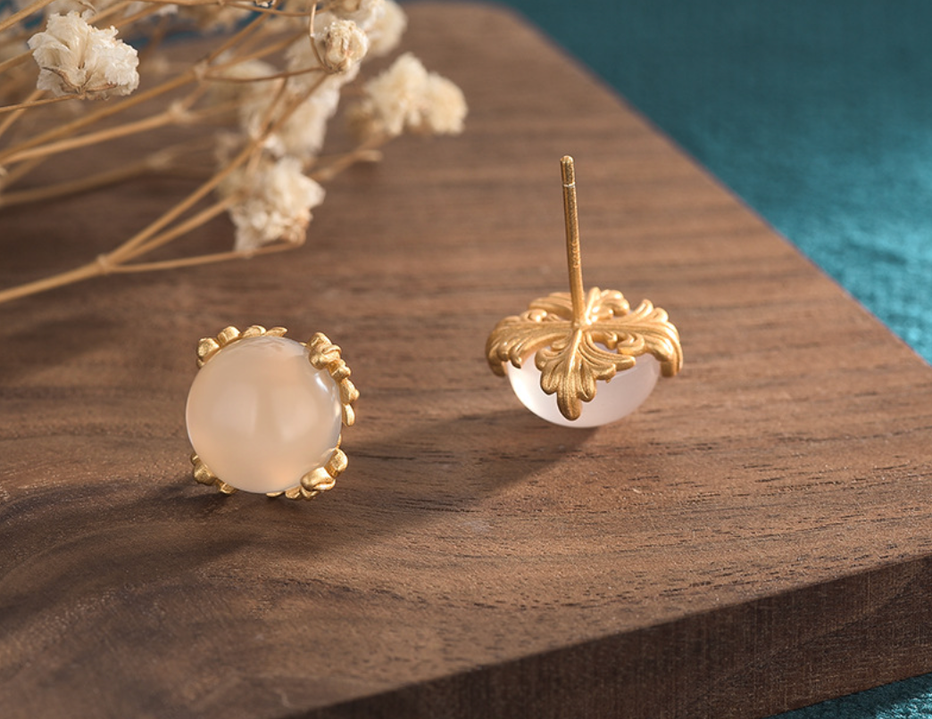 Bright MacMing – wholesale Stud/post earrings – Stylish Chalcedony Stud Earrings3
