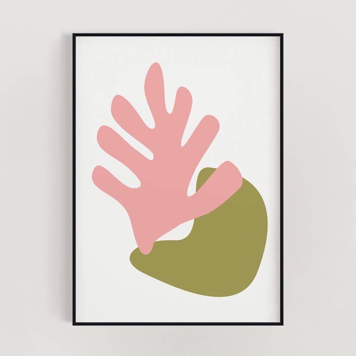 Pink og grøn Henri Matisse Inspireret Wall Art Print for engroshandel hos Malff Homeware