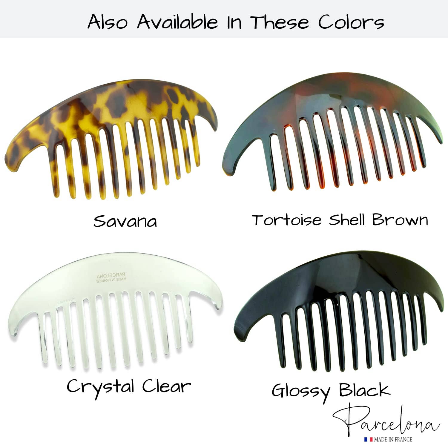 Parcelona - Wholesale Hair Brush/Comb - Parcelona French Alice Large Celluloid 12 Teeth Side Hair Combs for Women 2 Pcs1