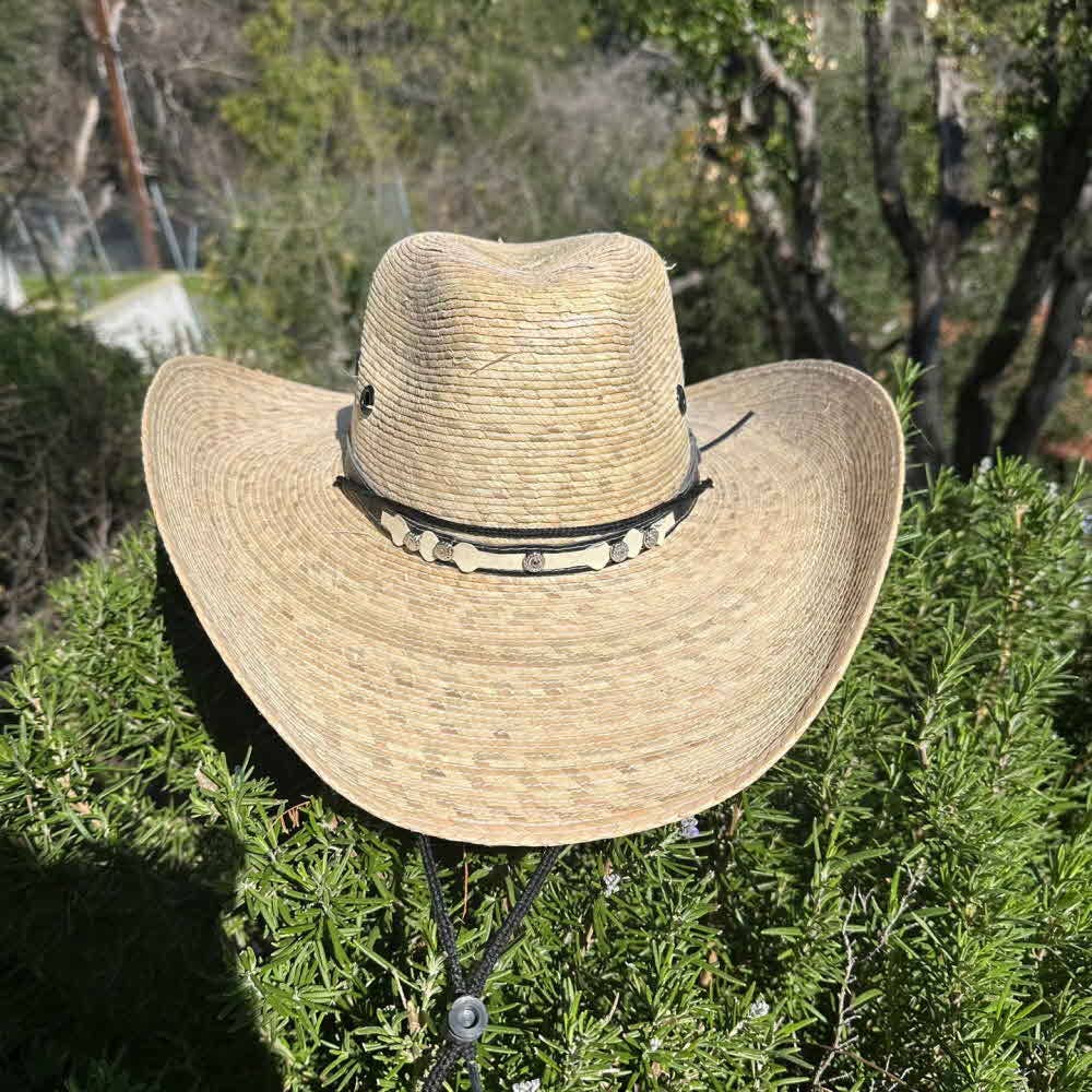 NATURAL fine palm leaf straw Hand made with black woven band Man and for wholesale on Faire5