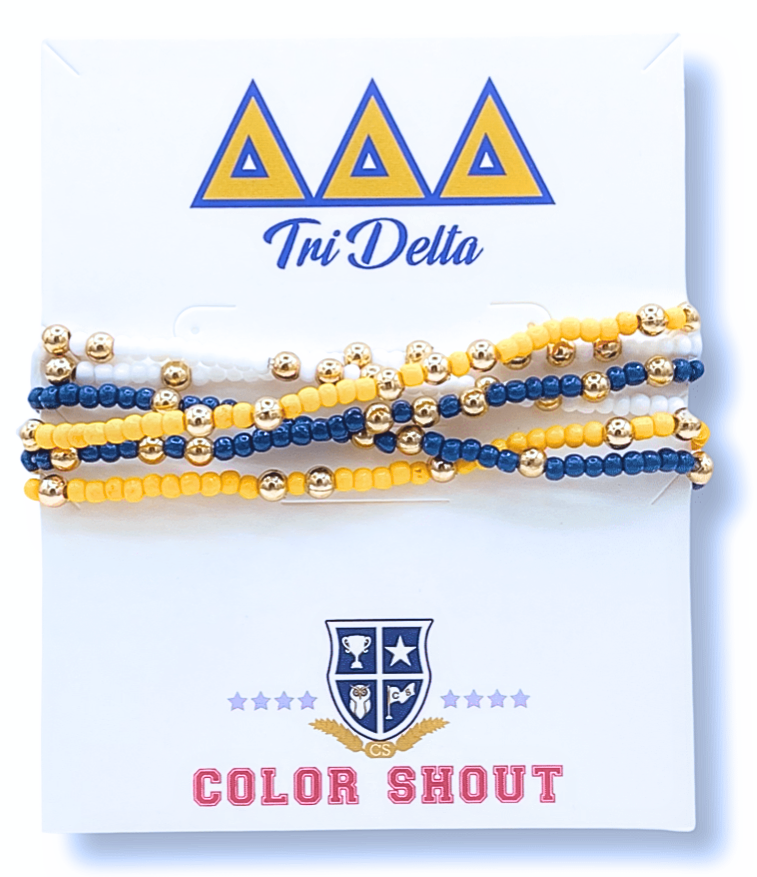 Color Shout - Wholesale Jewelry Set - Sorority Colors Stack: Set of 6 Beaded Stretch Bracelets6