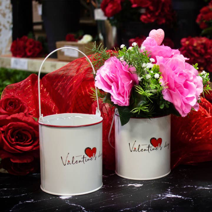 5"D Valentine's Day Metal Pot with Handle for wholesale by Jacobson