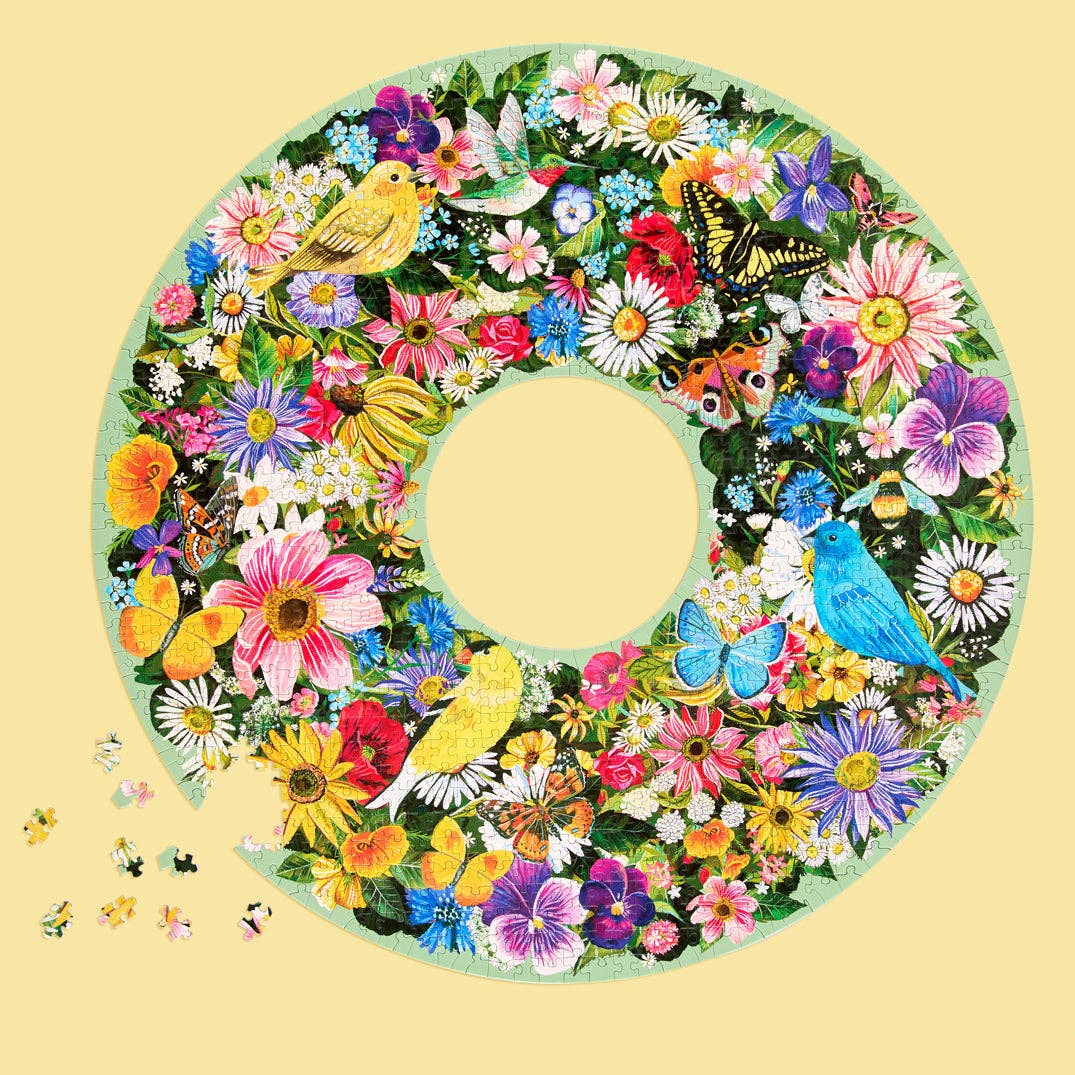 WerkShoppe - Wholesale Puzzle - Adult - Spring Floral Wreath 1000 Piece Puzzle1