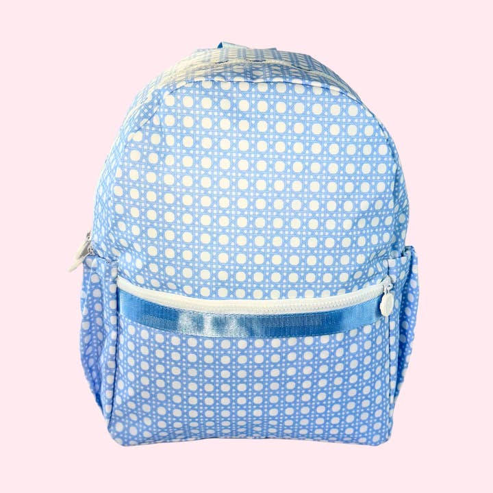 Baby Blue Bungalow ~Glossy~Medium Backpack w/ Pockets | Mint for wholesale by Mint