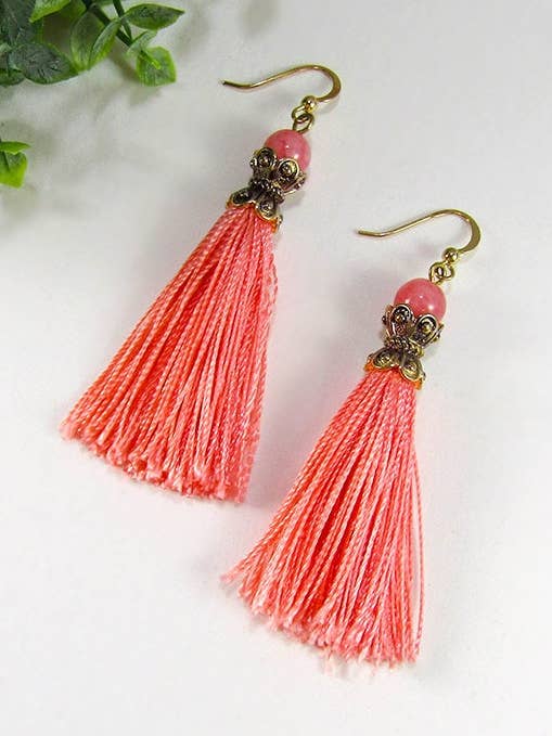 Stoned Tassel Drop Dangle Post Earrings for wholesale by TheTizana