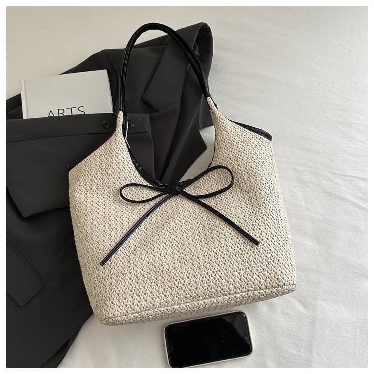 UNISHE - Wholesale Tote Bag - Women's - Vacation Straw Large Capacity Beach Bow Tote Bag ZK30312
