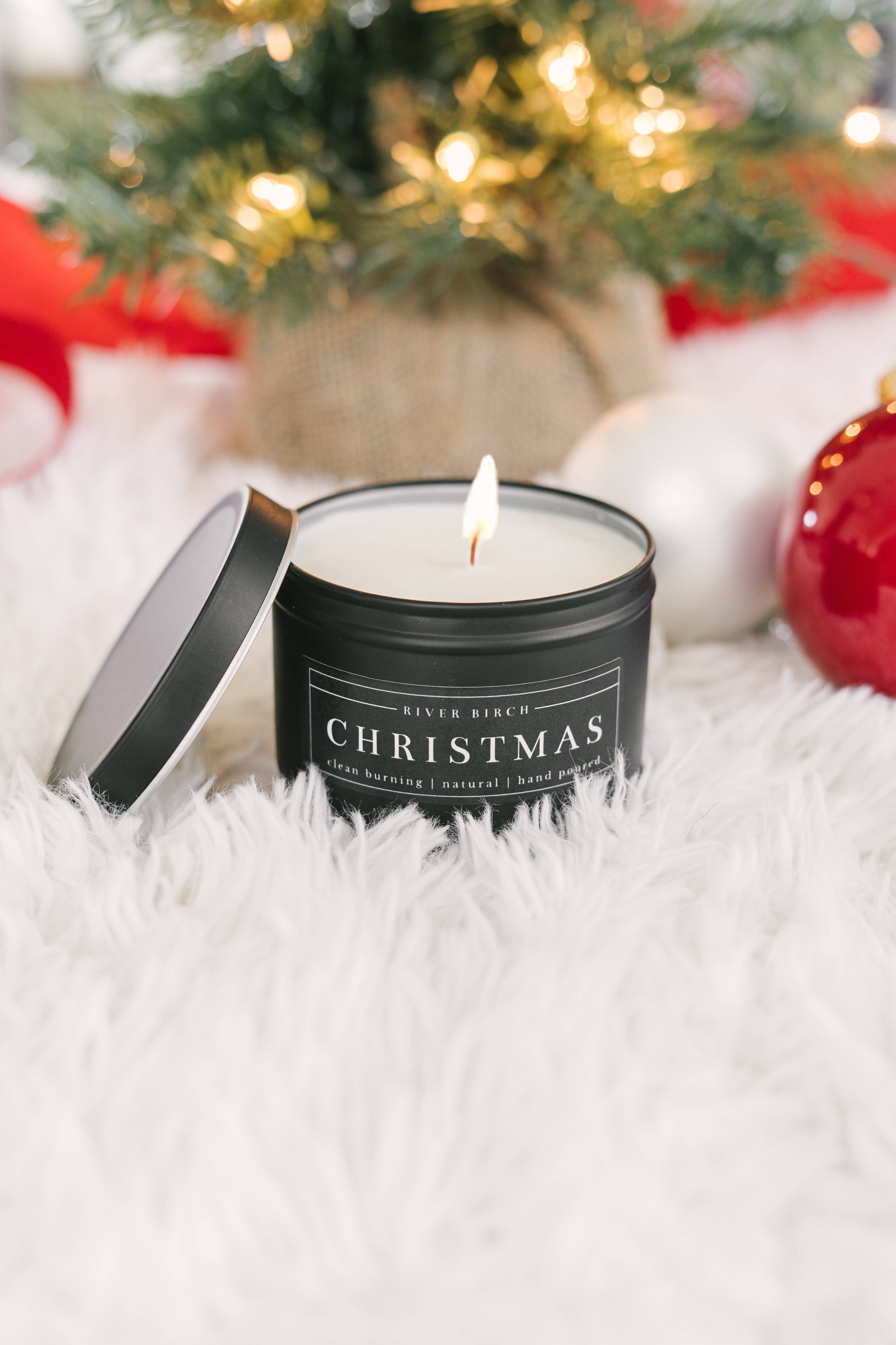 River Birch Candles - Wholesale Travel Candles - 8oz Christmas - Black Tin Soy Candle4