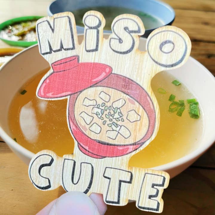Miso Cute Eco-Friendly Bamboo Sticker for wholesale by Bamboo Wood Stickers
