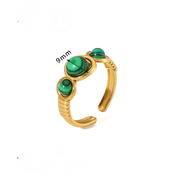 Mio Queena - Wholesale Cocktail/Statement Ring - 18K Gold-plated Stainless Steel Inlaid Stone Rings - FGS/CS